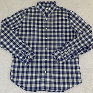 Gap Button Down Shirt Men's‎ Medium Blue Green Plaid Long Sleeve Standard Fit